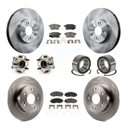 Hub Bearing Brake Rotor And Pad Front Rear Kit (10Pc) For Honda Accord Acura TSX
