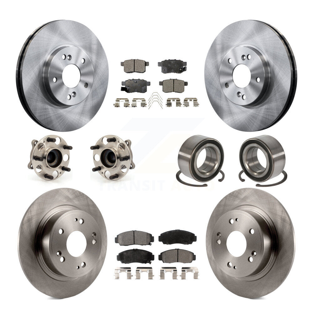 Hub Bearing Brake Rotor And Pad Front Rear Kit (10Pc) For Honda Accord Acura TSX