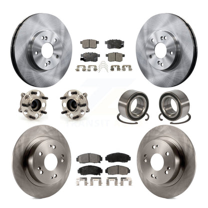 Hub Bearing Brake Rotor And Pad Front Rear Kit (10Pc) For Honda Accord Acura TSX