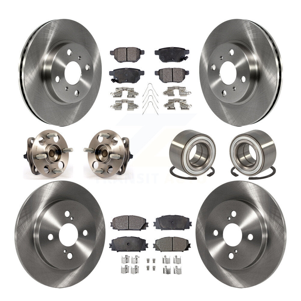 Hub Bearings Disc Brake Rotors And Pads Front Rear Kit (10Pc) For Toyota Yaris