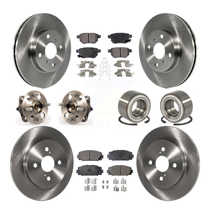 Hub Bearings Disc Brake Rotors And Pads Front Rear Kit (10Pc) For Toyota Yaris