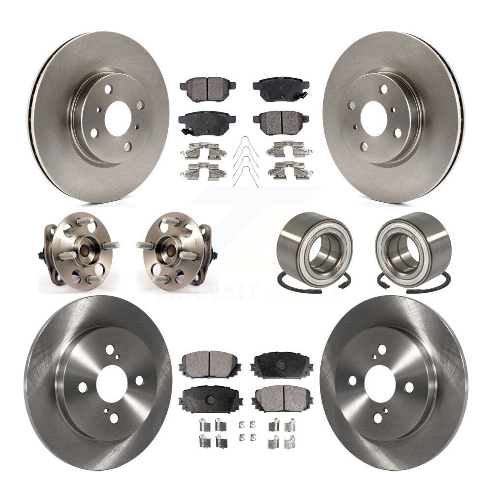 Hub Bearings Disc Brake Rotors And Pads Front Rear Kit (10Pc) For Toyota Yaris