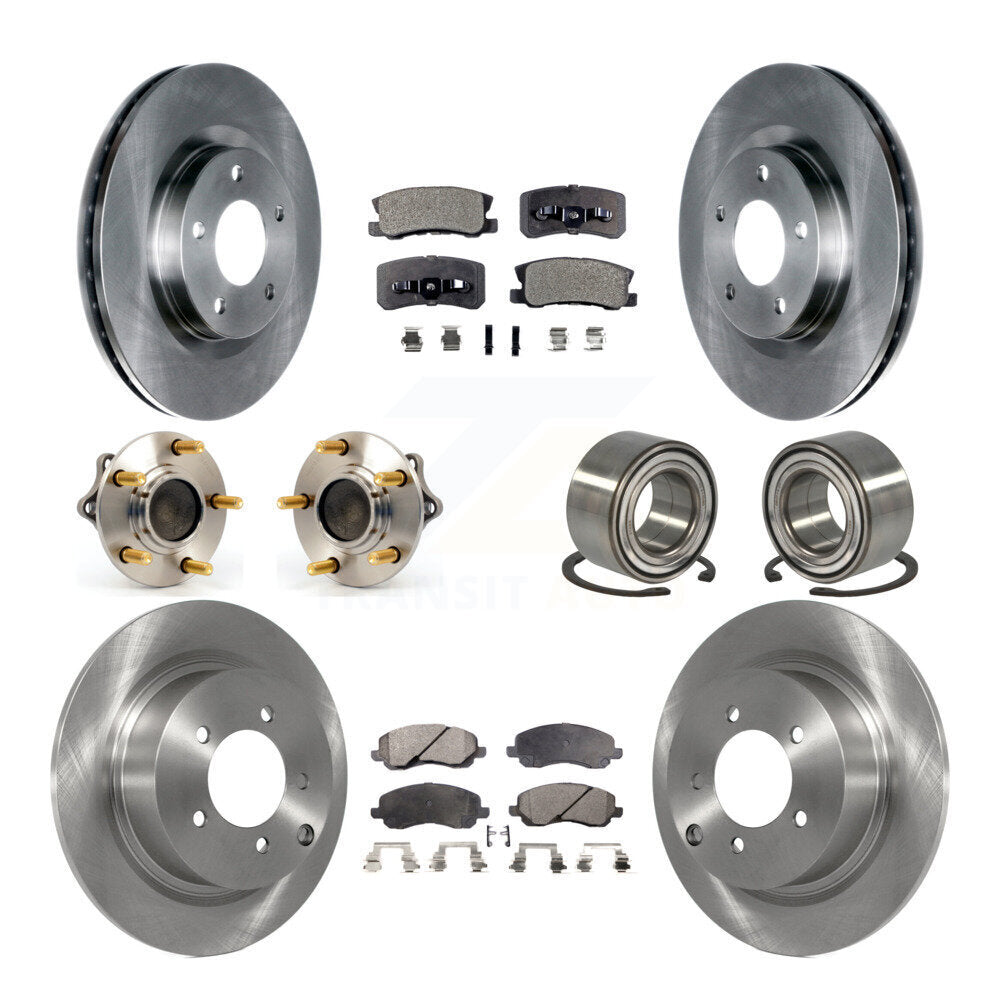 Hub Bearing Brake Rotor & Pads Front Rear Kit (10Pc) For Mitsubishi Lancer Sport