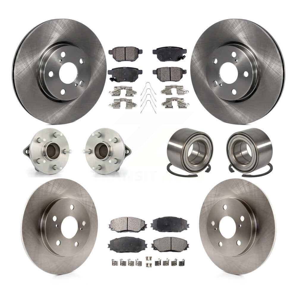 Hub Bearings Disc Brake Rotors And Pads Front Rear Kit (10Pc) For Toyota Matrix