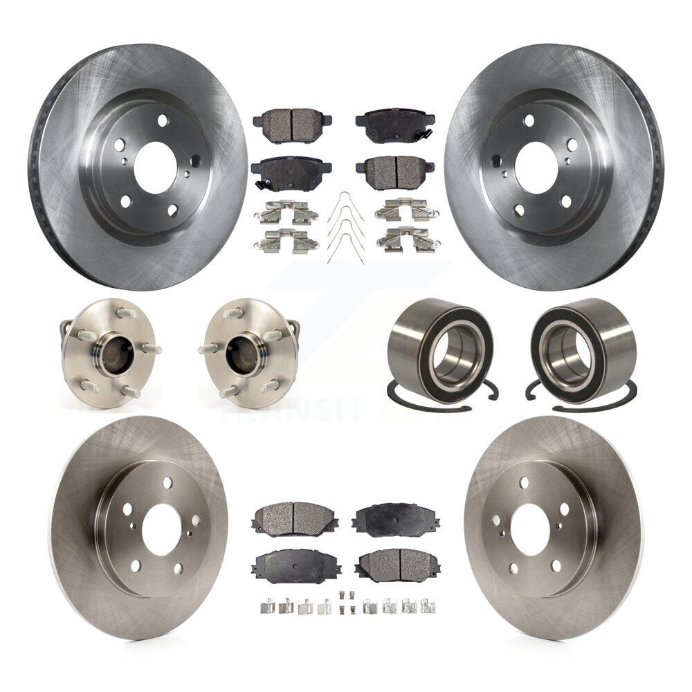 Hub Bearings Disc Brake Rotors And Pads Front Rear Kit (10Pc) For Toyota Matrix
