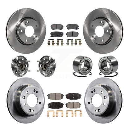 Hub Bearing Disc Brake Rotors And Pads Front Rear Kit (10Pc) For Hyundai Elantra