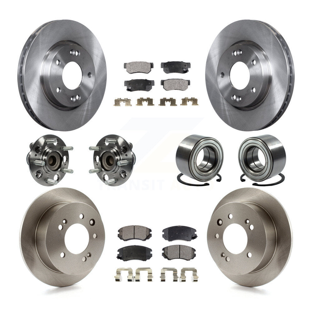 Hub Bearing Disc Brake Rotors And Pads Front Rear Kit (10Pc) For Hyundai Elantra
