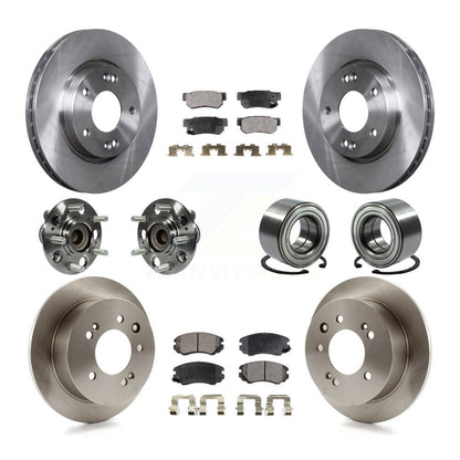 Hub Bearing Disc Brake Rotors And Pads Front Rear Kit (10Pc) For Hyundai Elantra