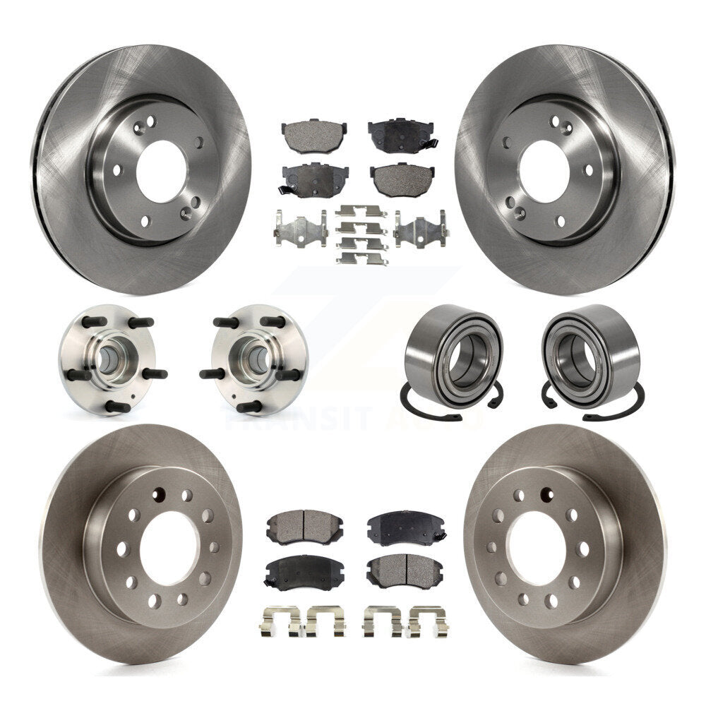 Hub Bearing Disc Brake Rotors And Pads Front Rear Kit (10Pc) For Hyundai Tiburon