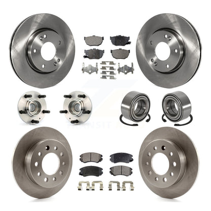 Hub Bearing Disc Brake Rotors And Pads Front Rear Kit (10Pc) For Hyundai Tiburon