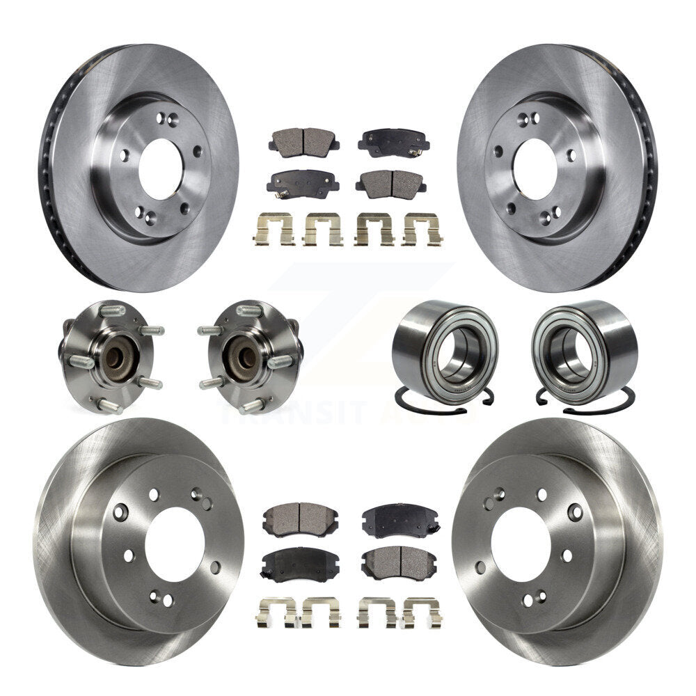 Hub Bearing Disc Brake Rotor And Ceramic Pads Front Rear Kit (10Pc) For Kia Soul