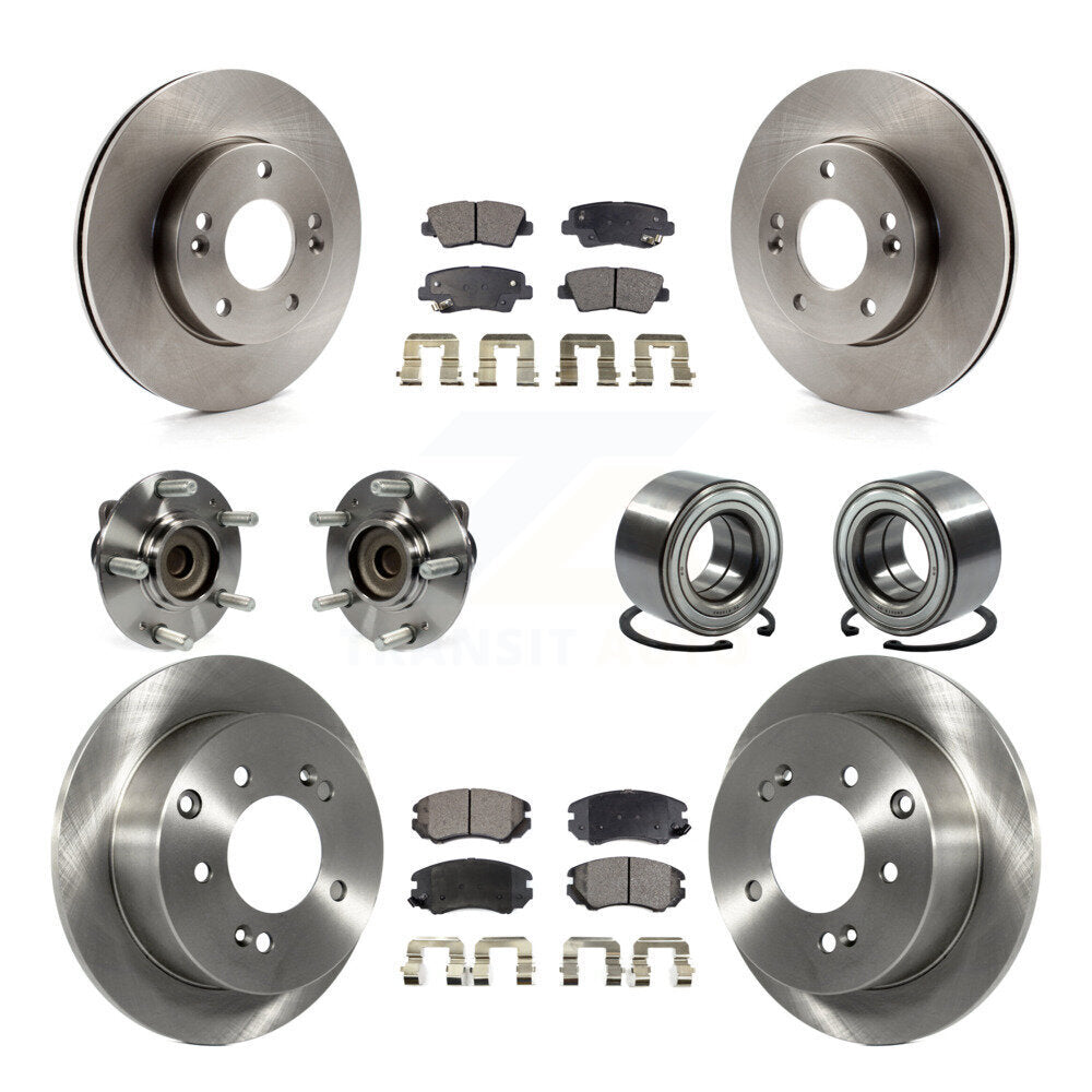 Hub Bearing Disc Brake Rotor And Ceramic Pads Front Rear Kit (10Pc) For Kia Soul