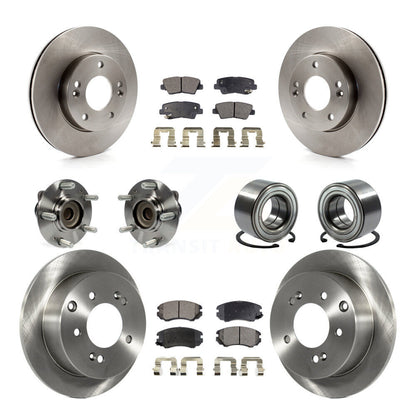 Hub Bearing Disc Brake Rotor And Ceramic Pads Front Rear Kit (10Pc) For Kia Soul