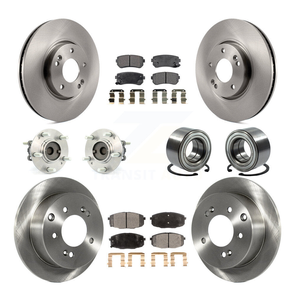 Hub Bearing Disc Brake Rotor Pad Front Rear Kit (10Pc) For Kia Forte Koup Forte5