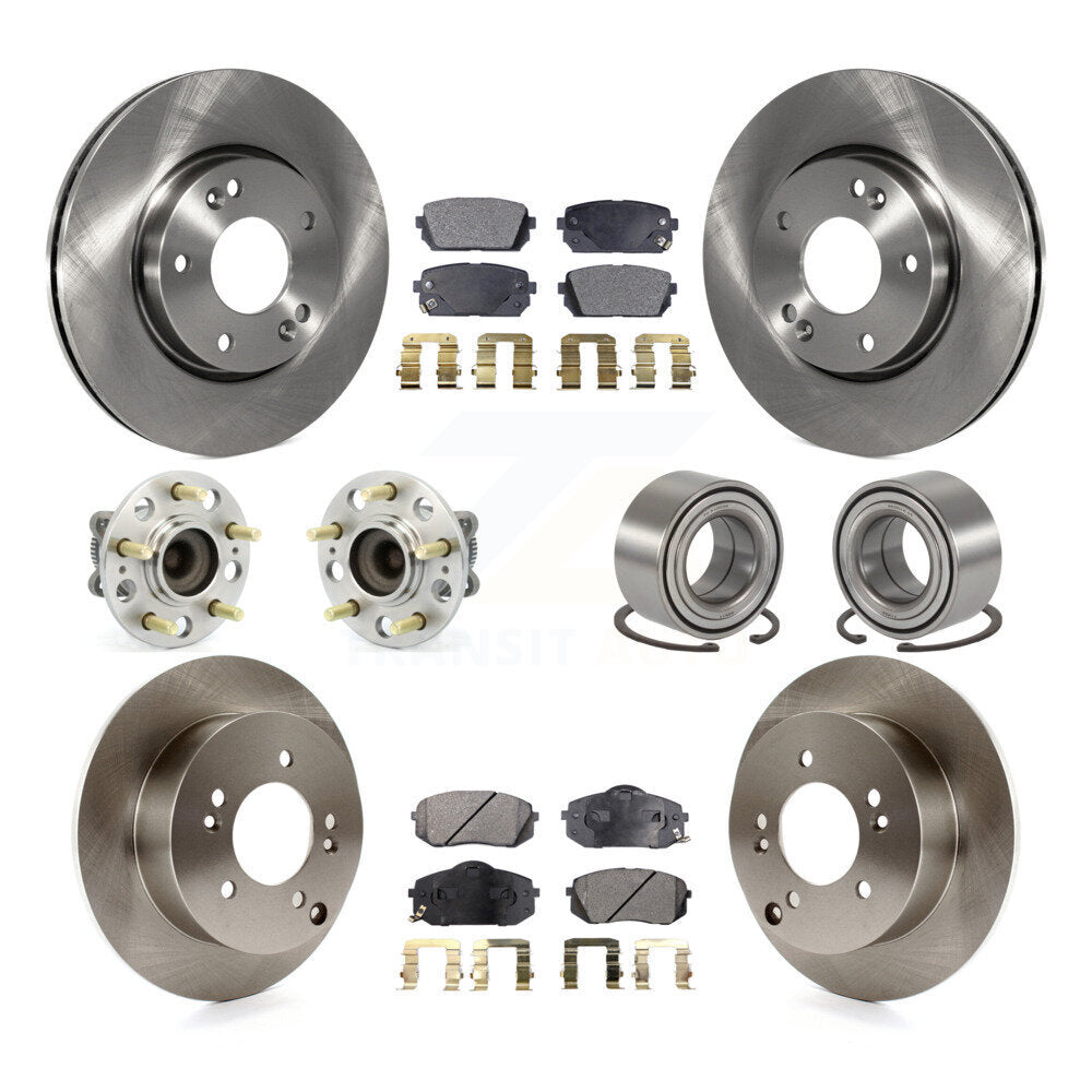Hub Bearing Disc Brake Rotor & Pad Front Rear Kit (10Pc) For 2010-2012 Kia Rondo