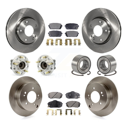 Hub Bearing Disc Brake Rotor & Pad Front Rear Kit (10Pc) For 2010-2012 Kia Rondo