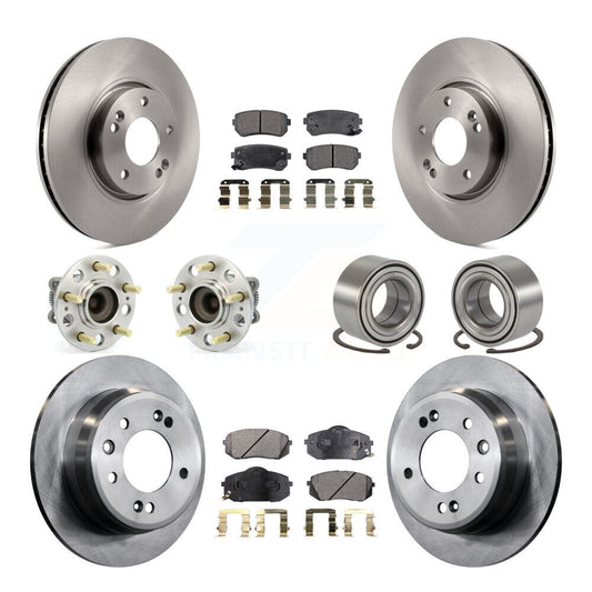 Hub Bearing Disc Brake Rotor & Pads Front Rear Kit (10Pc) For Hyundai Tucson Kia