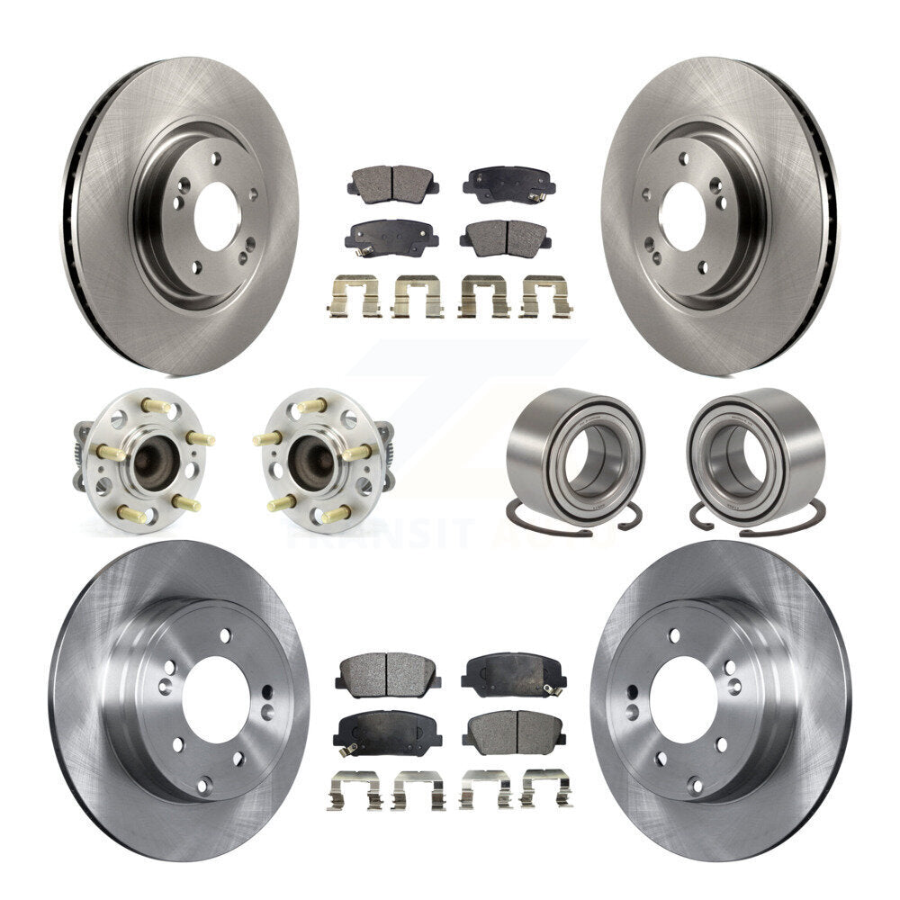 Hub Bearing Disc Brake Rotors And Pads Front Rear Kit (10Pc) For Kia Optima 2.0L