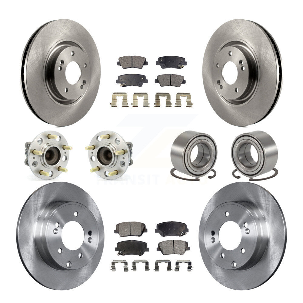 Hub Bearings Disc Brake Rotors And Pads Front Rear Kit (10Pc) For Hyundai Azera