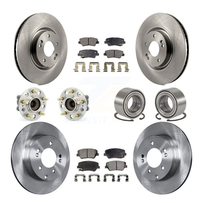 Hub Bearings Disc Brake Rotors And Pads Front Rear Kit (10Pc) For Hyundai Azera