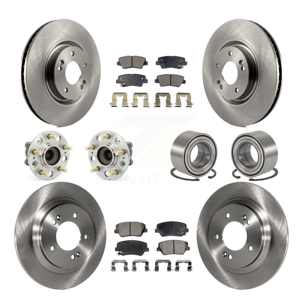 Hub Bearing Disc Brake Rotor Pad Front Rear Kit (10Pc) For Hyundai Azera Limited