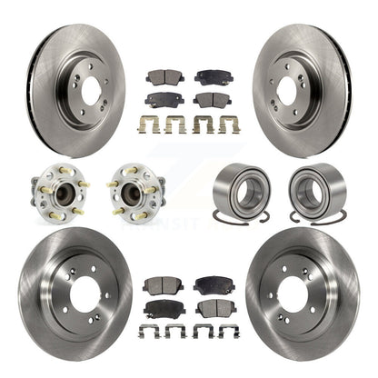 Hub Bearing Disc Brake Rotor Pad Front Rear Kit (10Pc) For Hyundai Azera Limited