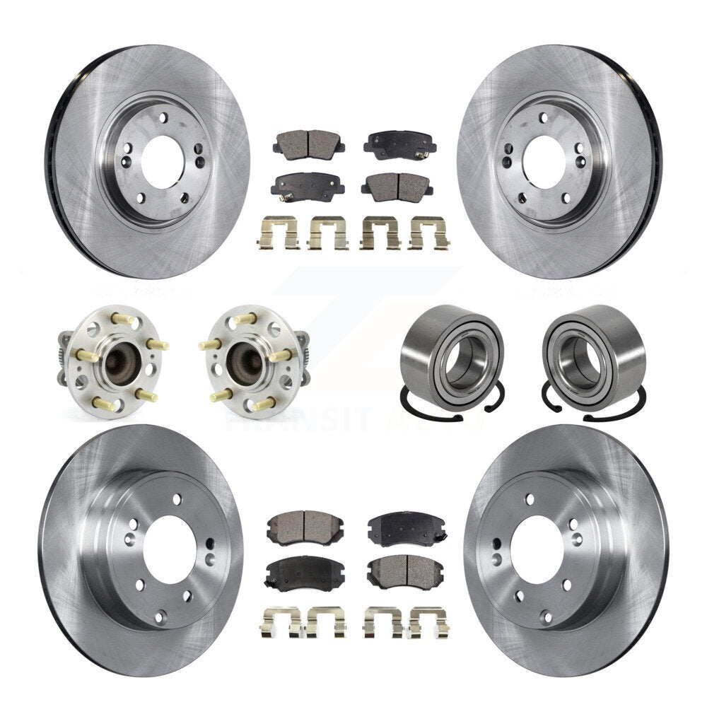 Hub Bearing Disc Brake Rotor & Pads Front Rear Kit (10Pc) For 2011 Hyundai Azera