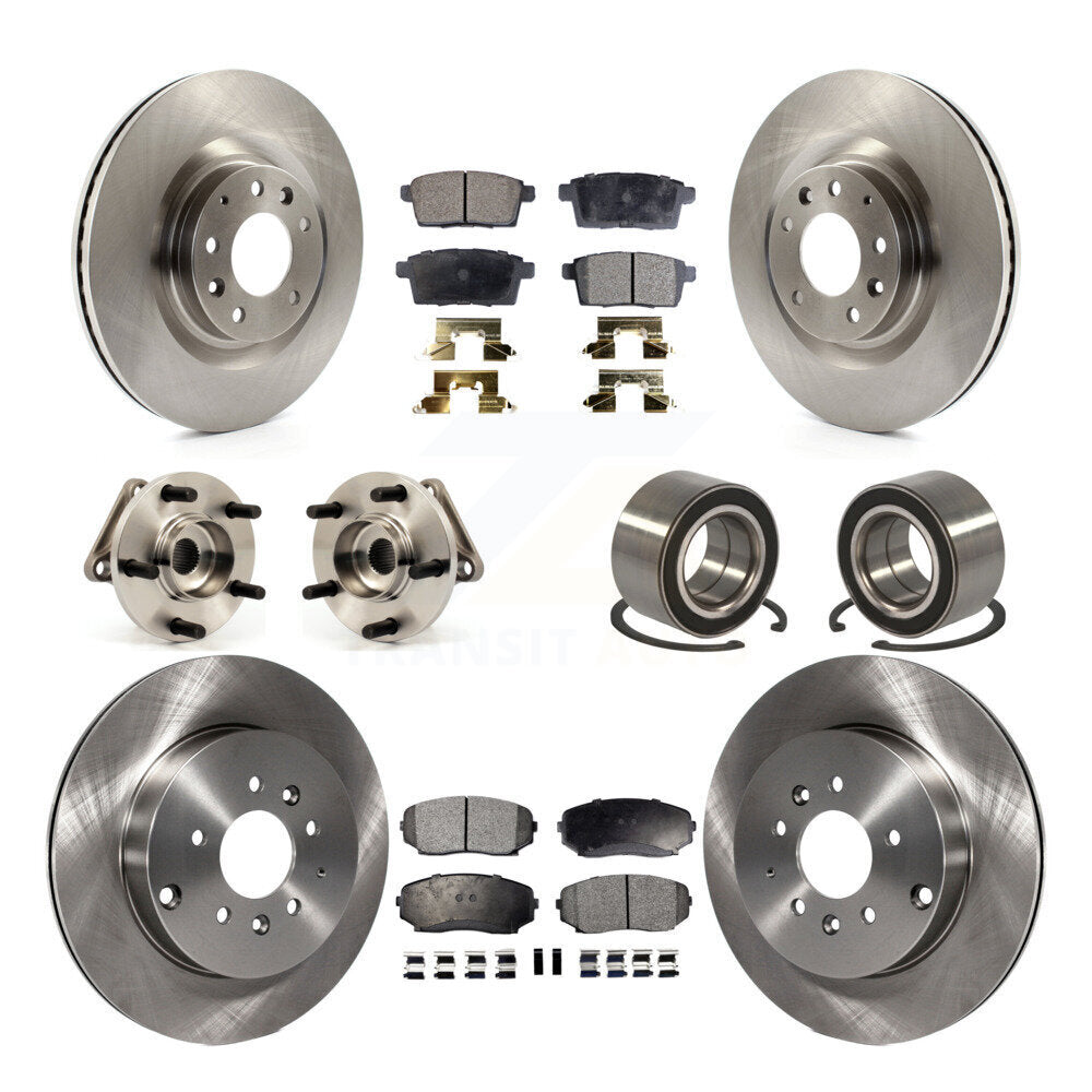 Hub Bearing Brake Rotor & Pad Front Rear Kit (10Pc) For 2007-2015 Mazda CX-9 AWD