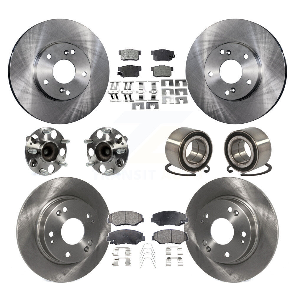 Wheel Hub Bearing Disc Brake Rotor And Pad Front Rear Kit (10Pc) For Honda Civic