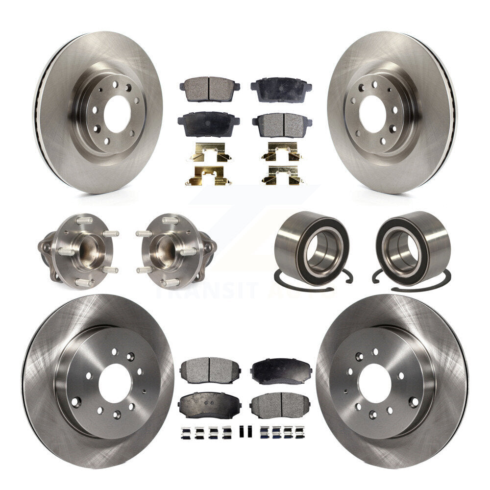 Hub Bearing Brake Rotor & Pad Front Rear Kit (10Pc) For 2007-2015 Mazda CX-9 FWD