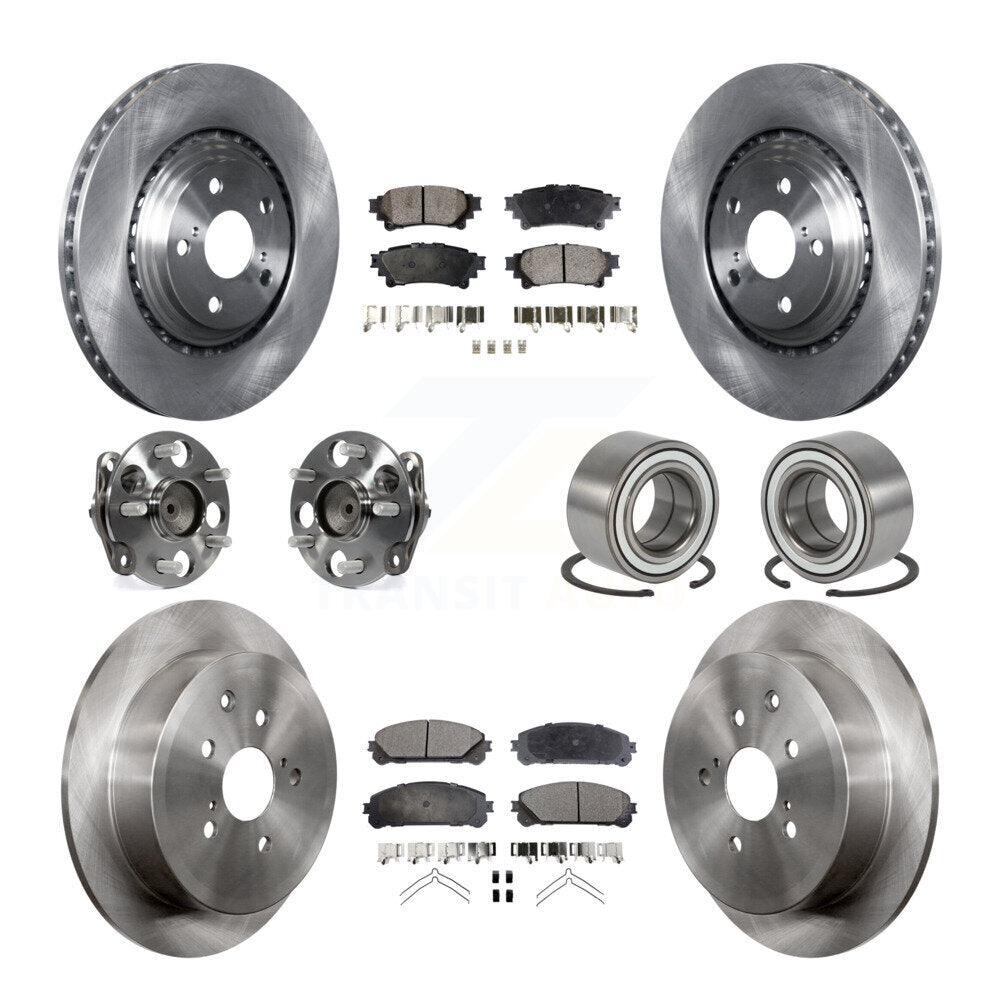 Hub Bearing Brake Rotor & Pads Front Rear Kit (10Pc) For 11-20 Toyota Sienna FWD