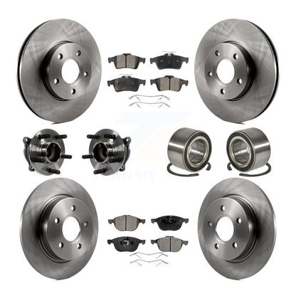 Wheel Hub Bearing Disc Brake Rotor And Pads Front Rear Kit (10Pc) For Ford Focus