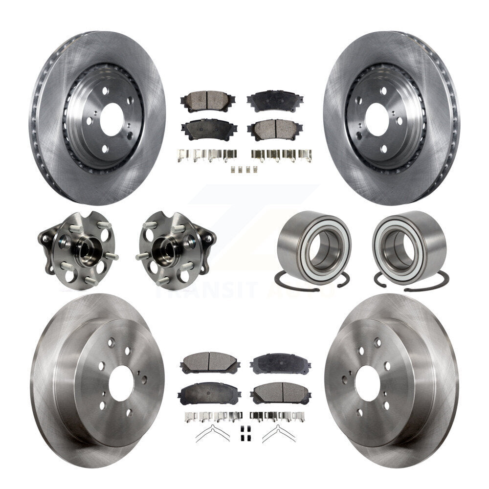 Hub Bearing Brake Rotor & Pads Front Rear Kit (10Pc) For 11-20 Toyota Sienna AWD