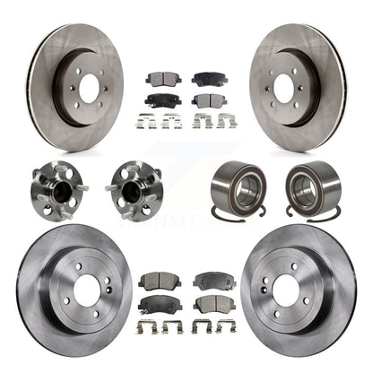 Hub Bearing Disc Brake Rotors And Ceramic Pads Front Rear Kit (10Pc) For Kia Rio
