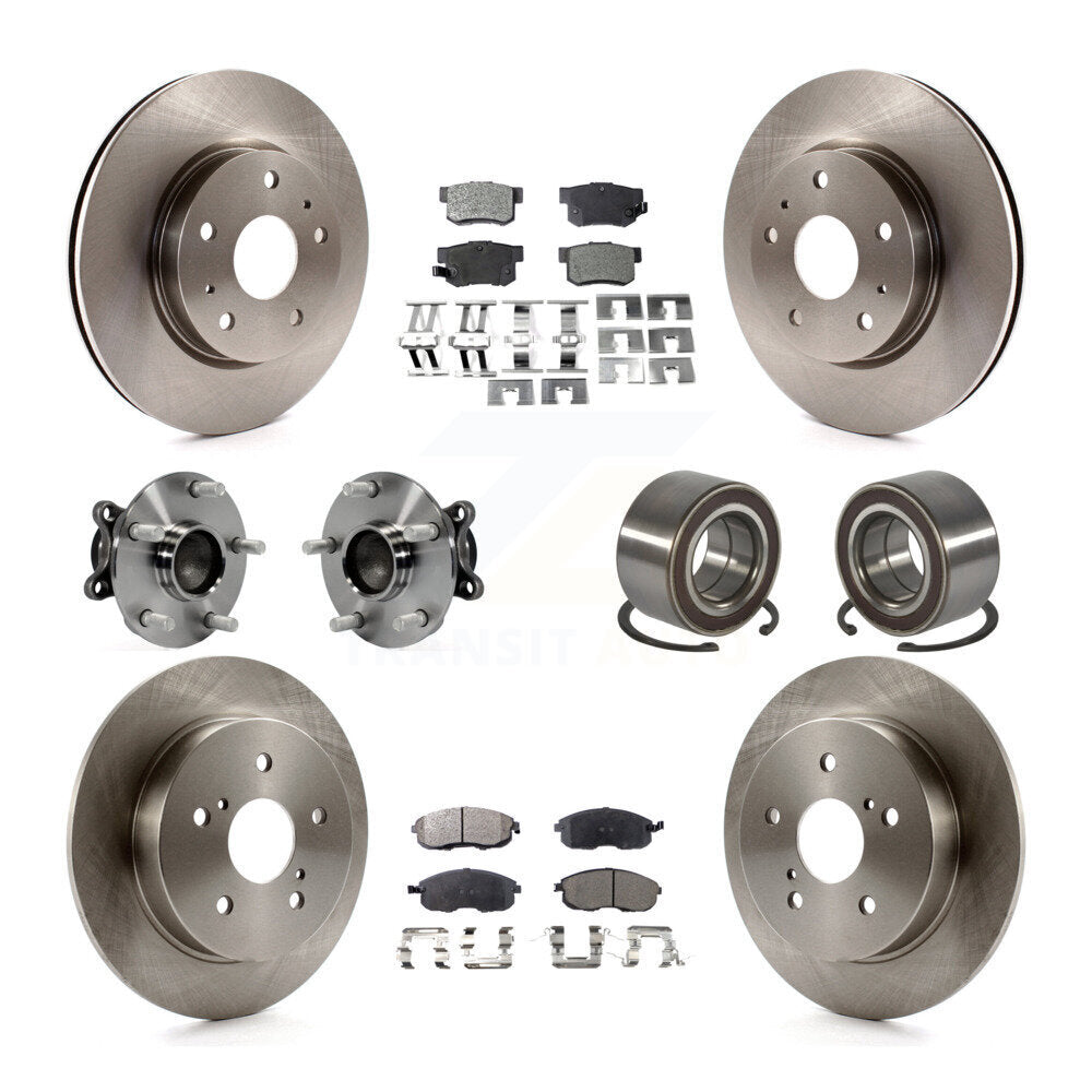 Hub Bearing Brake Rotor & Pad Front Rear Kit (10Pc) For 2008-2013 Suzuki SX4 FWD