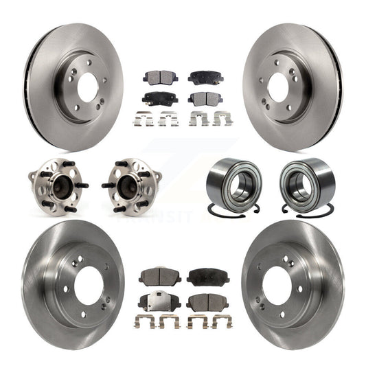 Hub Bearing Disc Brake Rotor Pad Front Rear Kit (10Pc) For Kia Forte Forte5 Koup