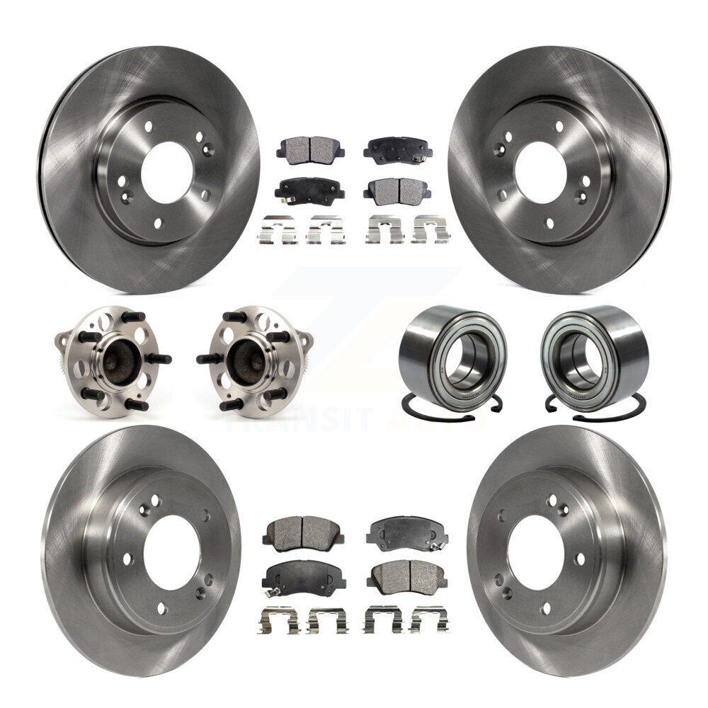 Hub Bearing Brake Rotor And Pad Front Rear Kit (10Pc) For Hyundai Elantra GT Kia