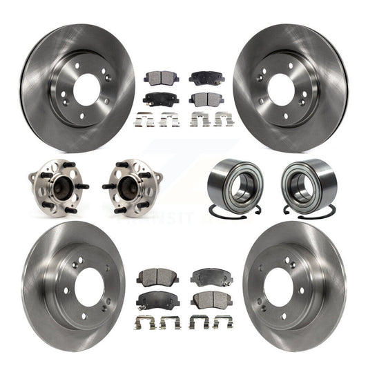 Hub Bearing Brake Rotor And Pad Front Rear Kit (10Pc) For Hyundai Elantra GT Kia