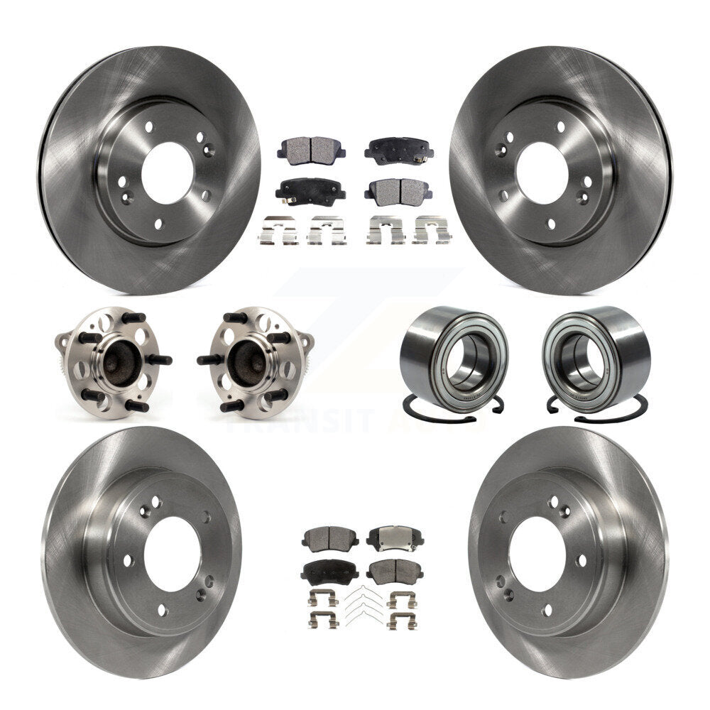 Hub Bearing Brake Rotor And Pad Front Rear Kit (10Pc) For Hyundai Elantra GT Kia