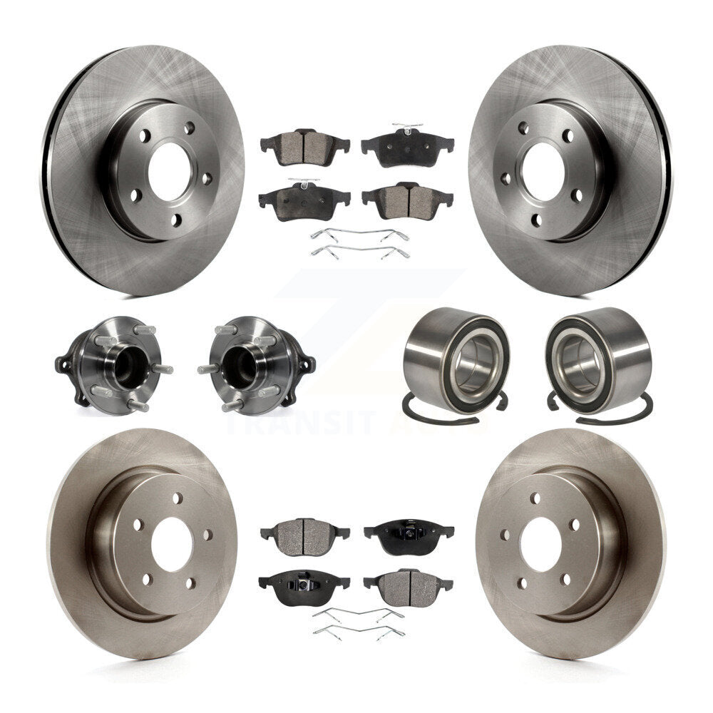 Wheel Hub Bearing Disc Brake Rotor And Pads Front Rear Kit (10Pc) For Ford C-Max