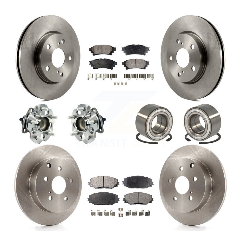 Hub Bearing Brake Rotor & Pad Front Rear Kit (10Pc) For 2017-2018 Toyota Prius V