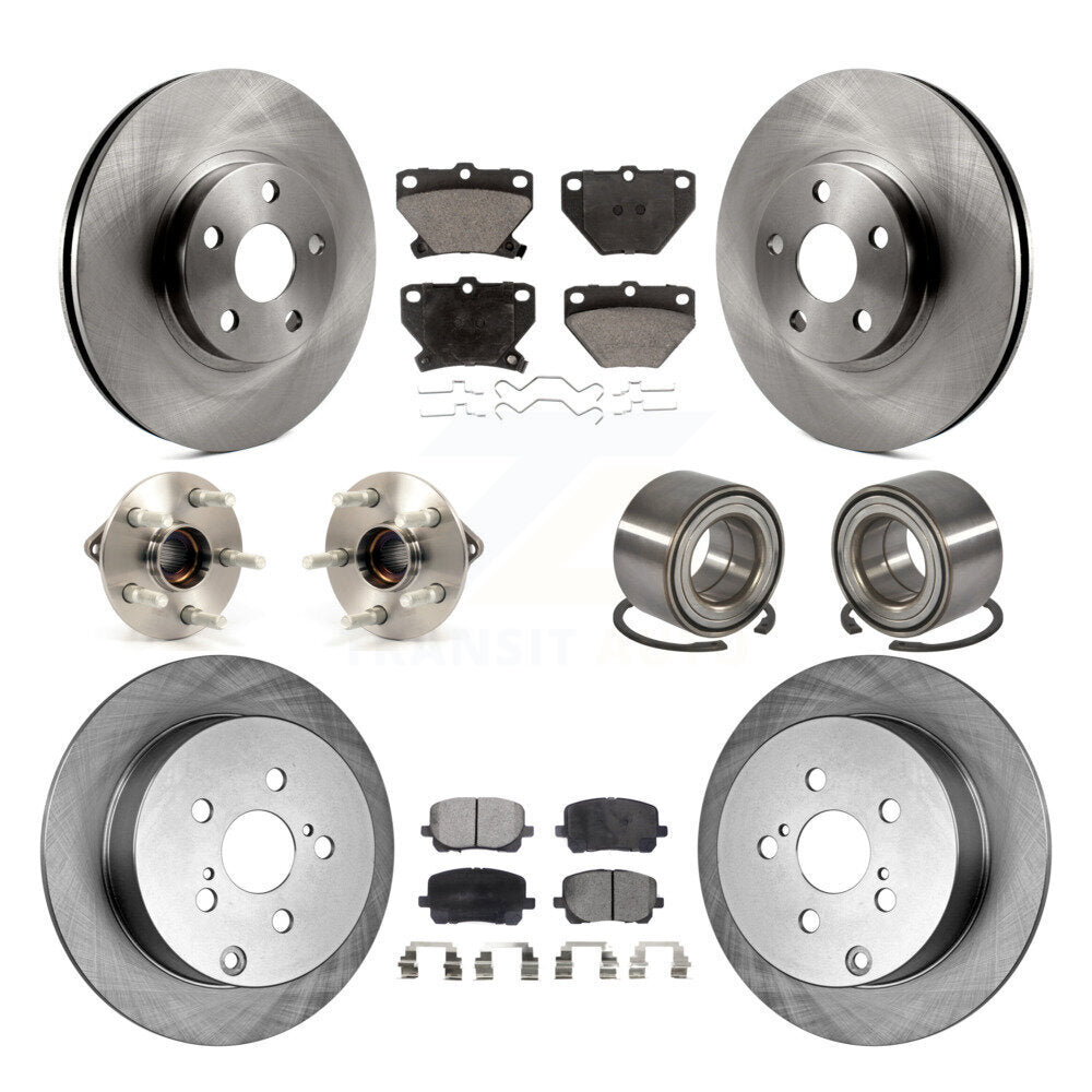 Hub Bearing Brake Rotor Pad Front Rear Kit (10Pc) For Toyota Matrix Pontiac Vibe