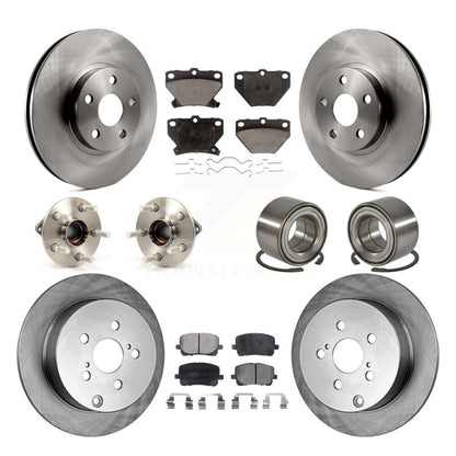 Hub Bearing Brake Rotor Pad Front Rear Kit (10Pc) For Toyota Matrix Pontiac Vibe