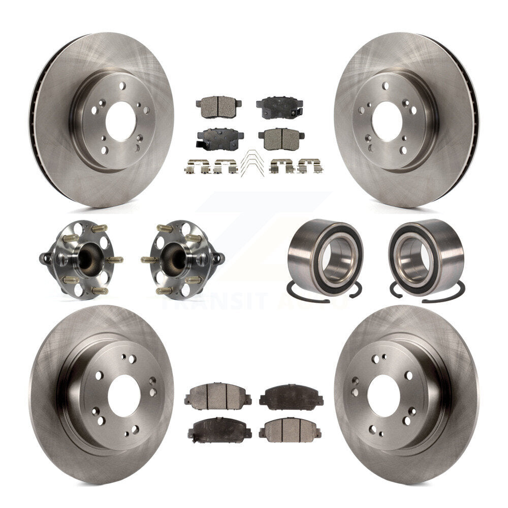 Hub Bearings Disc Brake Rotors And Pads Front Rear Kit (10Pc) For Honda Accord