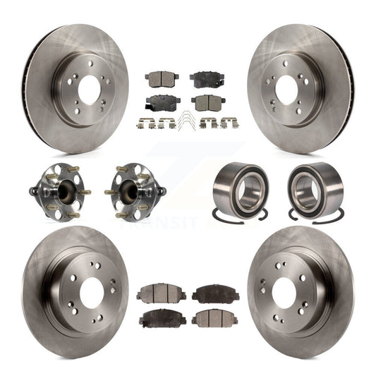 Hub Bearings Disc Brake Rotors And Pads Front Rear Kit (10Pc) For Honda Accord