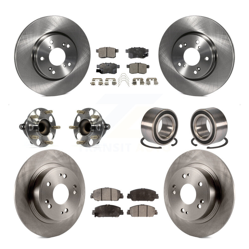 Hub Bearings Disc Brake Rotors And Pads Front Rear Kit (10Pc) For Honda Accord