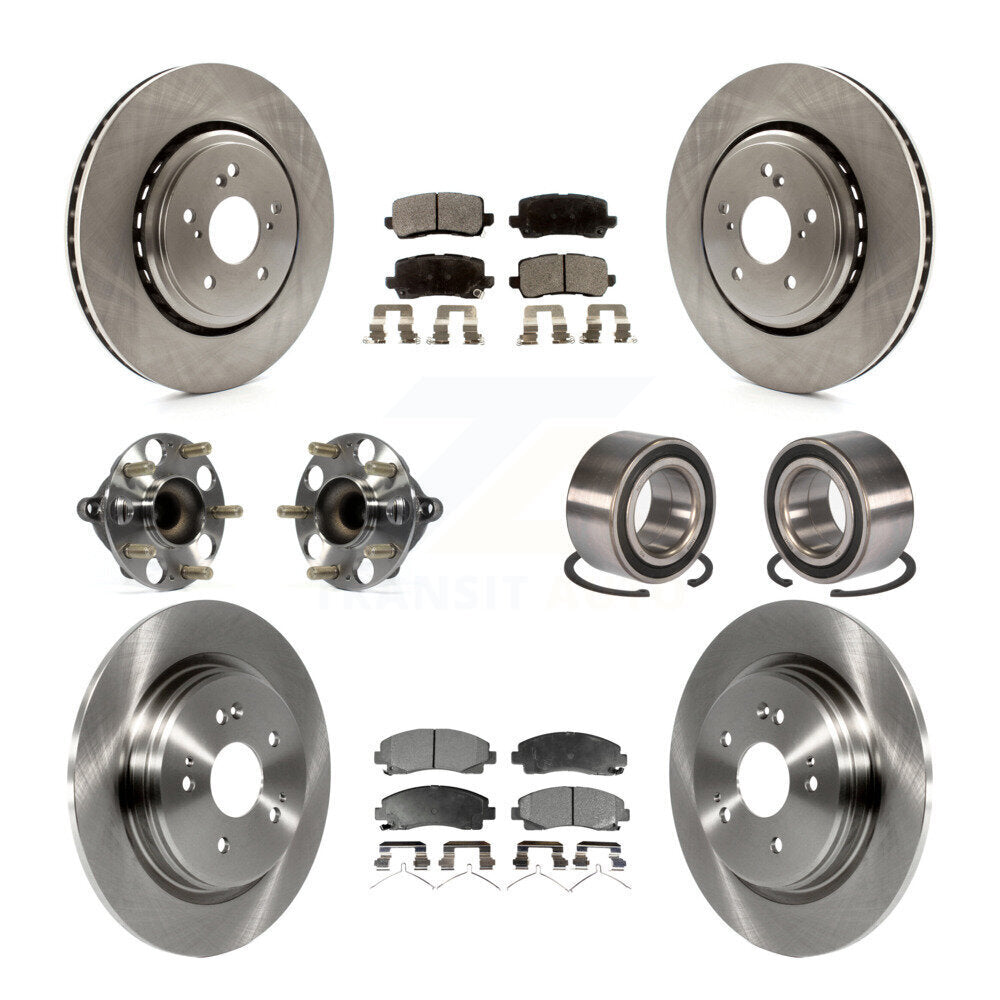 Hub Bearing Brake Rotor & Pads Front Rear Kit (10Pc) For 2015-2020 Acura TLX FWD