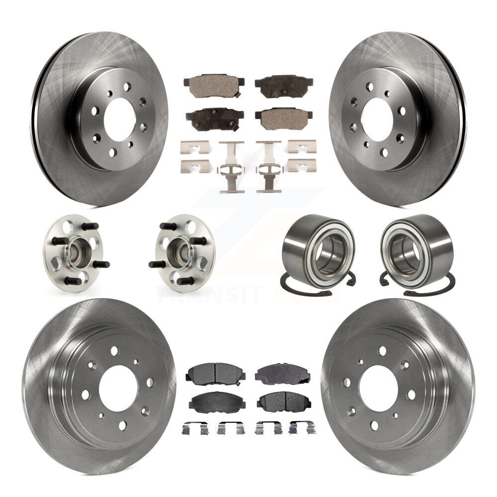 Hub Bearing Brake Rotor Pads Front Rear Kit (10Pc) For Acura EL With 4 Wheel ABS