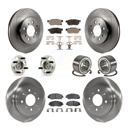 Hub Bearing Brake Rotor Pads Front Rear Kit (10Pc) For Acura EL With 4 Wheel ABS