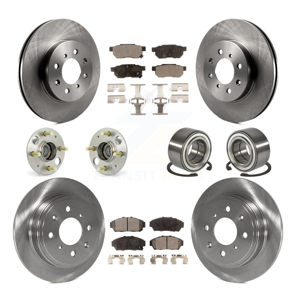 Hub Bearing Brake Rotor Pads Front Rear Kit (10Pc) For Acura Integra Honda Civic